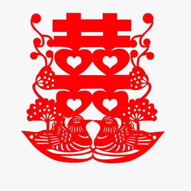 结婚鸳鸯剪纸免抠