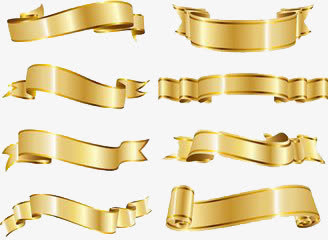 折叠金色丝带图片免抠