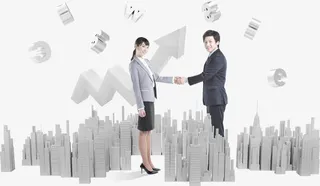 握手的商务男女免抠