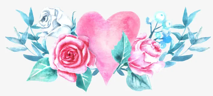 免抠水彩花卉爱心情人节玫瑰花免抠