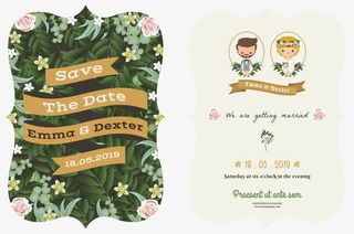 卡通婚礼请柬设计免抠