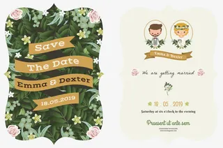 卡通婚礼请柬设计免抠