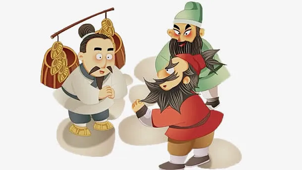 刘备关羽张飞初次见面卡通免抠
