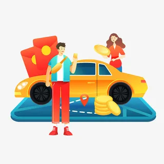 红包金币手绘插画免抠