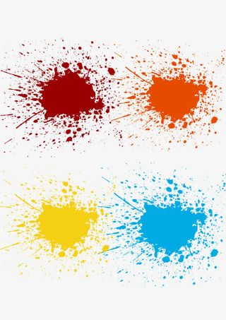 水墨四溅彩色元素免抠