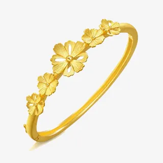 周生生足金首饰品黄金婚嫁手镯格免抠