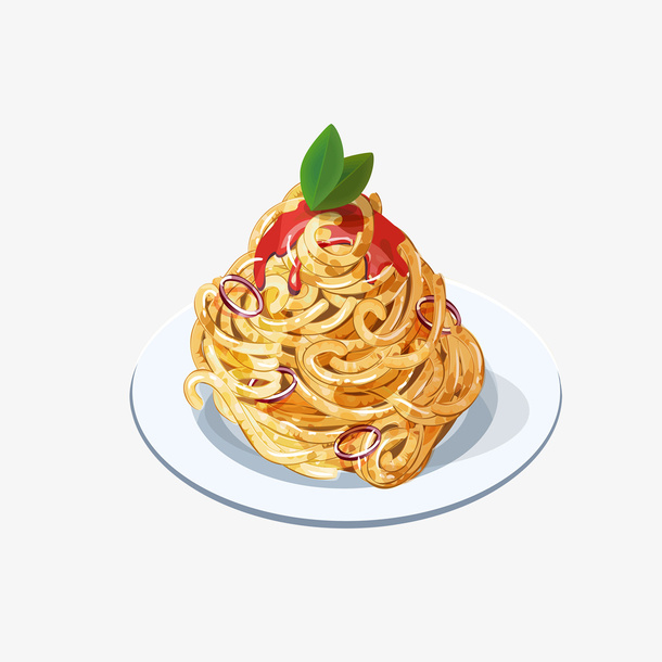 手绘意面食物摆拍素材免抠