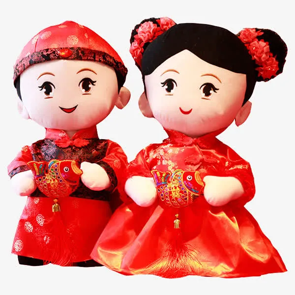 婚纱中国风婚礼娃娃免抠