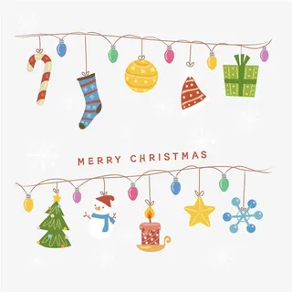 卡通圣诞挂饰矢量素材免抠