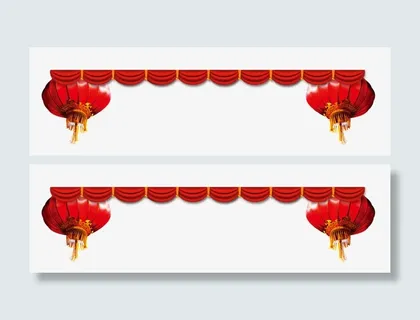 手绘中国风红色幕布灯笼免抠 手绘中国风红色幕布灯笼免抠