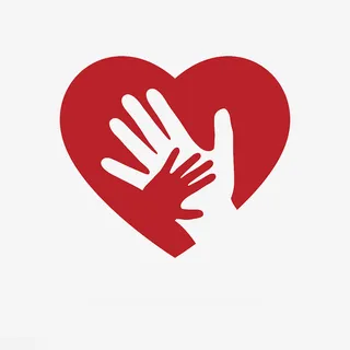友爱互助红色爱心免抠