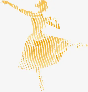 芭蕾舞演员金色剪影免抠