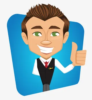 卡通手绘帅气竖拇指空少免抠