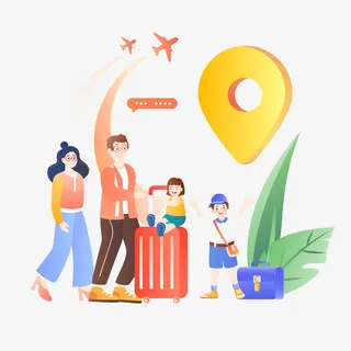 家庭旅游设计春游度假免抠