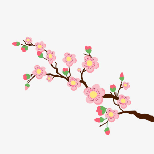 中国风手绘桃花元素免抠