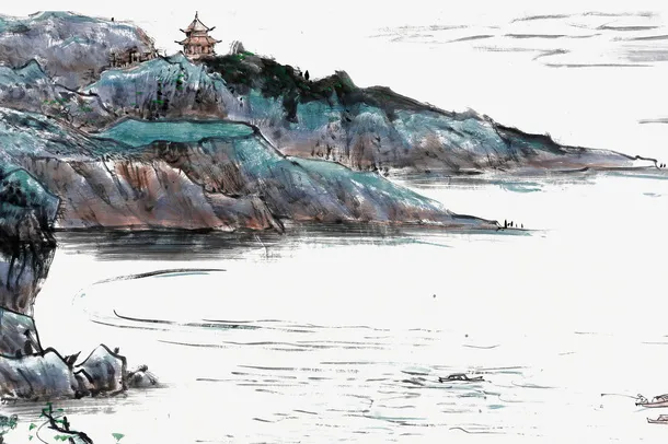 中国风创意水墨山水画免抠