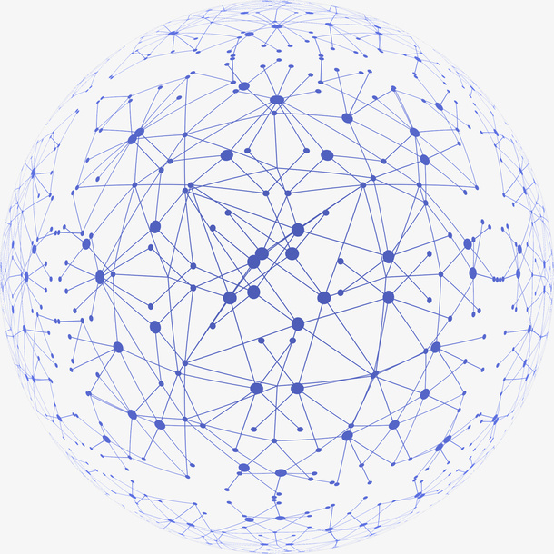 科技感线条球形网状连接免抠