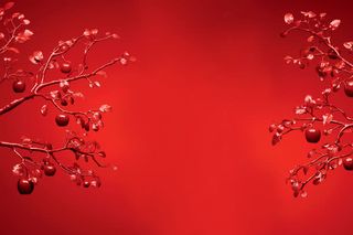 红色叶子苹果海报背景