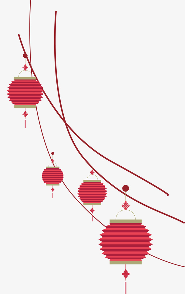 红色卡通喜庆灯笼矢量图免抠