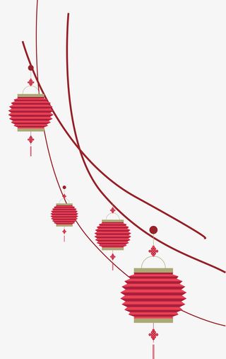 红色卡通喜庆灯笼矢量图免抠