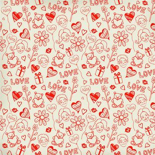 红色字母与卡通图案免抠