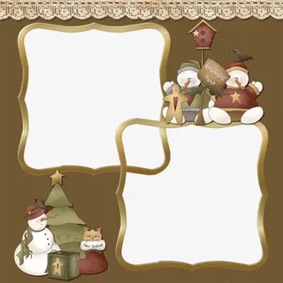 雪人装饰相框免抠