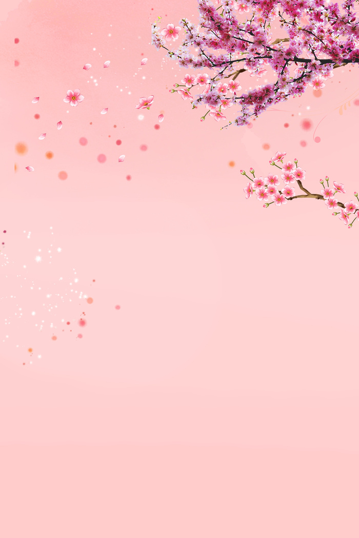 春暖花开粉红色桃花海报高清