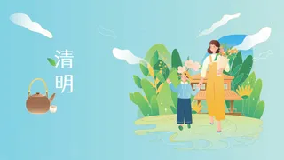清明节节日手绘背景高清