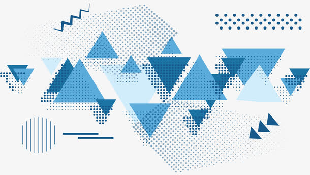 蓝色几何三角海报免抠