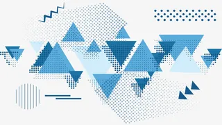 蓝色几何三角海报免抠