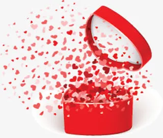红色礼盒心形碎片七夕免抠