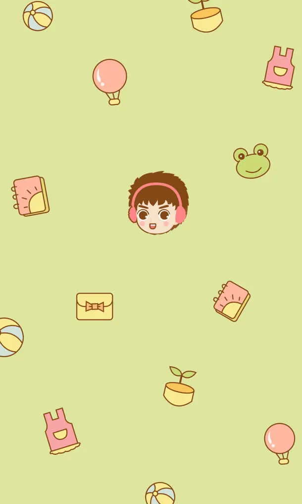 绿色卡通生活用品壁纸免抠