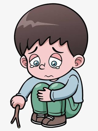 卡通手绘孤独男孩免抠