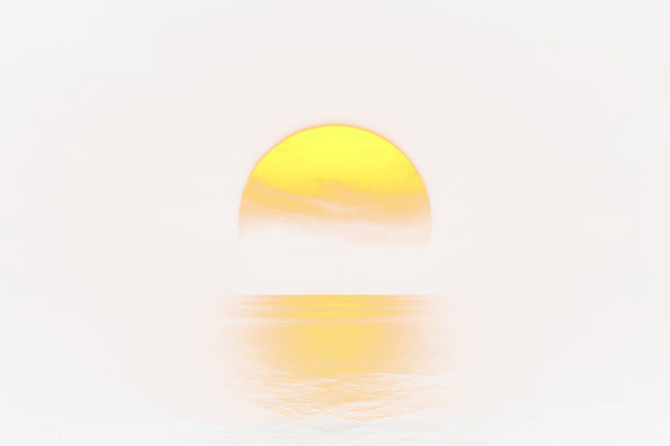 橙色落日余晖太阳光免抠