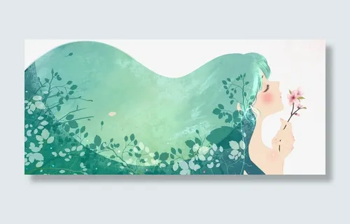 水彩装饰插画春姑娘手绘插画免抠