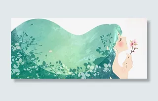 水彩装饰插画春姑娘手绘插画免抠