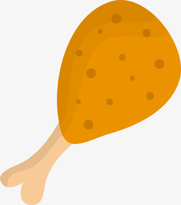 橙色卡通美味鸡腿免抠