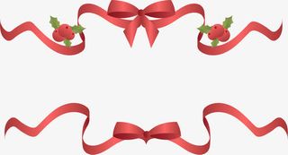 矢量手绘红色绸缎蝴蝶结免抠