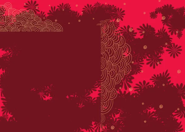 粉色中国风花纹图案免抠