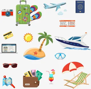 出国旅行度假卡通素材免抠