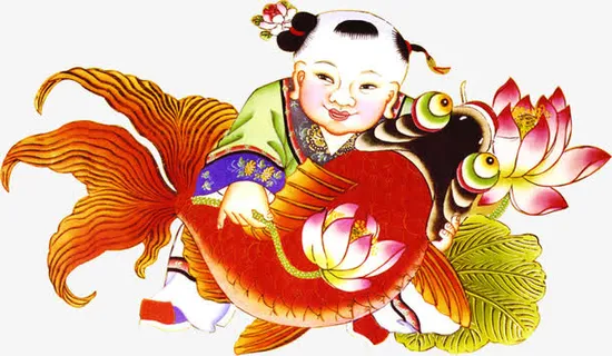 年年有余年画娃娃卡通免抠 年年有余年画娃娃卡通免抠