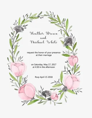 可爱的婚礼卡与花框架免抠