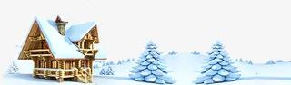 下雪小木屋雪地冬天免抠