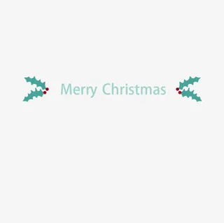 蓝色叶子圣诞标题横幅免抠