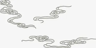 中国古风黑色线稿祥云免抠