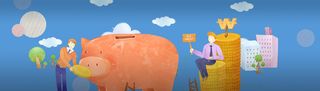 卡通存钱罐金融背景高清