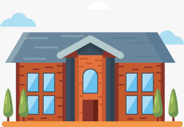 扁平化房屋建筑效果图插图免抠