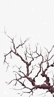雪天的树枝手绘免抠