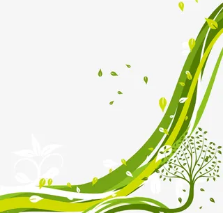 潮流树枝圆形免抠