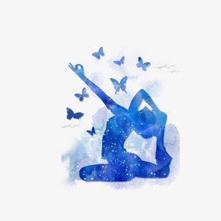 水彩瑜伽教练免抠